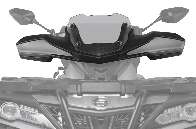 X850/X1000 G2 Plexi štít Overland s šedými kryty řídítek